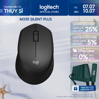 Chuột không dây logitech m330 silent plus - giảm ồn, usb, thuận tay phải, pc/ laptop