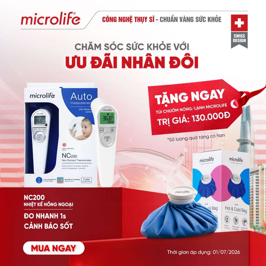 Nhiệt Kế Hồng Ngoại Đo Trán Microlife NC200 Chính Hãng - TỰ ĐỘNG ĐO - KHÔNG CHẠM - Tốc Độ Cao, Cho K