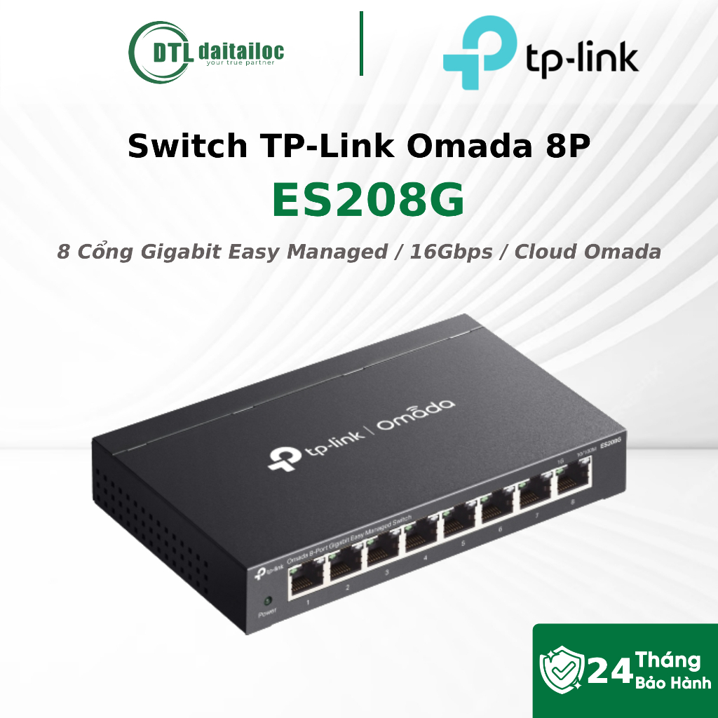 Switch TP-Link Omada ES208G 8 Cổng Gigabit Easy Managed 16Gbps | Chính Hãng | Bảo Hành 24 Tháng