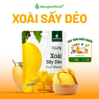 Xoài Sấy Dẻo NONGLAMFOOD Dẻo Mềm Ngọt Thanh, Ngon Chuẩn Vị, Trái Cây Sấy Ăn Vặt Văn Phòng Túi 50g