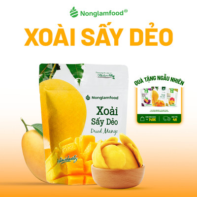 Xoài Sấy Dẻo NONGLAMFOOD Dẻo Mềm Ngọt Thanh Ngon Chuẩn Vị Trái Cây Sấy Đồ Ăn Vặt Túi 75g, 300g, 500g