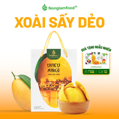 Xoài Sấy Dẻo NONGLAMFOOD Dẻo Mềm Ngọt Thanh Ngon Chuẩn Vị Trái Cây Sấy Đồ Ăn Vặt Hộp 500g