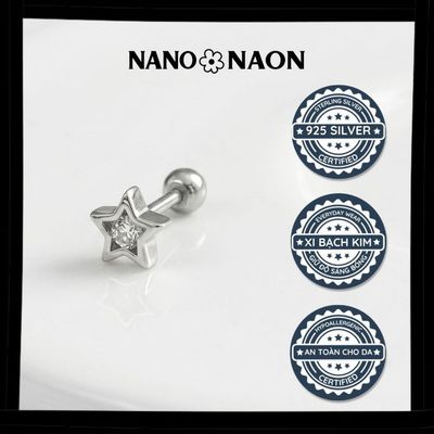[Nano&Naon] Khuyên tai Bạc 925 Hàn Quốc sao đá - Nano&Naon