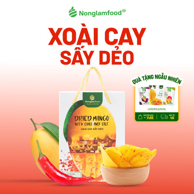 Xoài Sấy Dẻo Muối Ớt Nonglamfood Chua Cay Đậm Vị, Đồ Ăn Vặt Trái Cây Sấy Tốt Cho Sức Khỏe Hộp 500g
