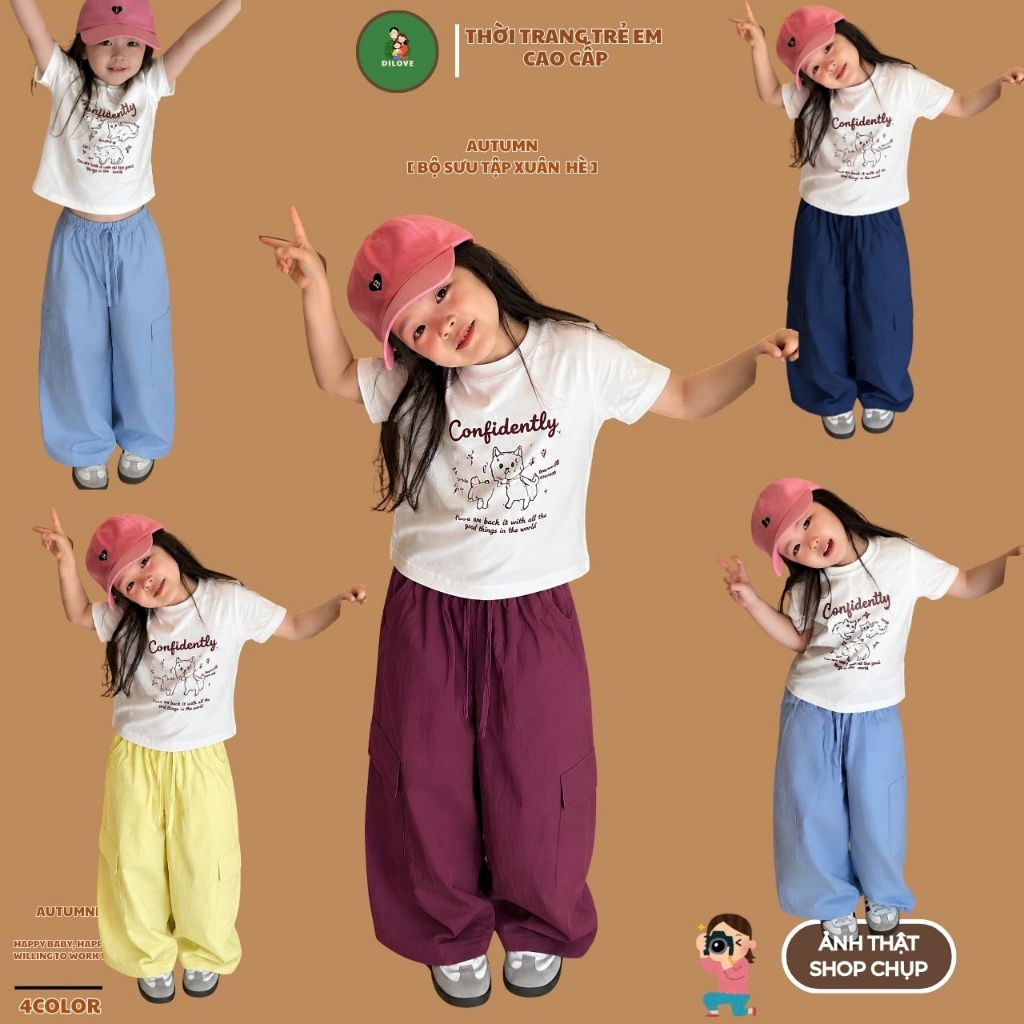 Quần Ống Rộng Bé Gái DILOVE Túi Hộp Phong Cách Hàn Quốc – Chất Liệu Mềm Mát, Dễ Phối Đồ, Cho Bé Từ 1