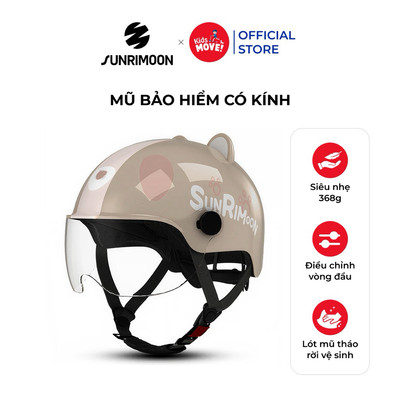 Mũ bảo hiểm trẻ em có kính siêu nhẹ Sunrimoon WT-074, cho bé 3-14 tuổi, có chỉnh size vòng đầu