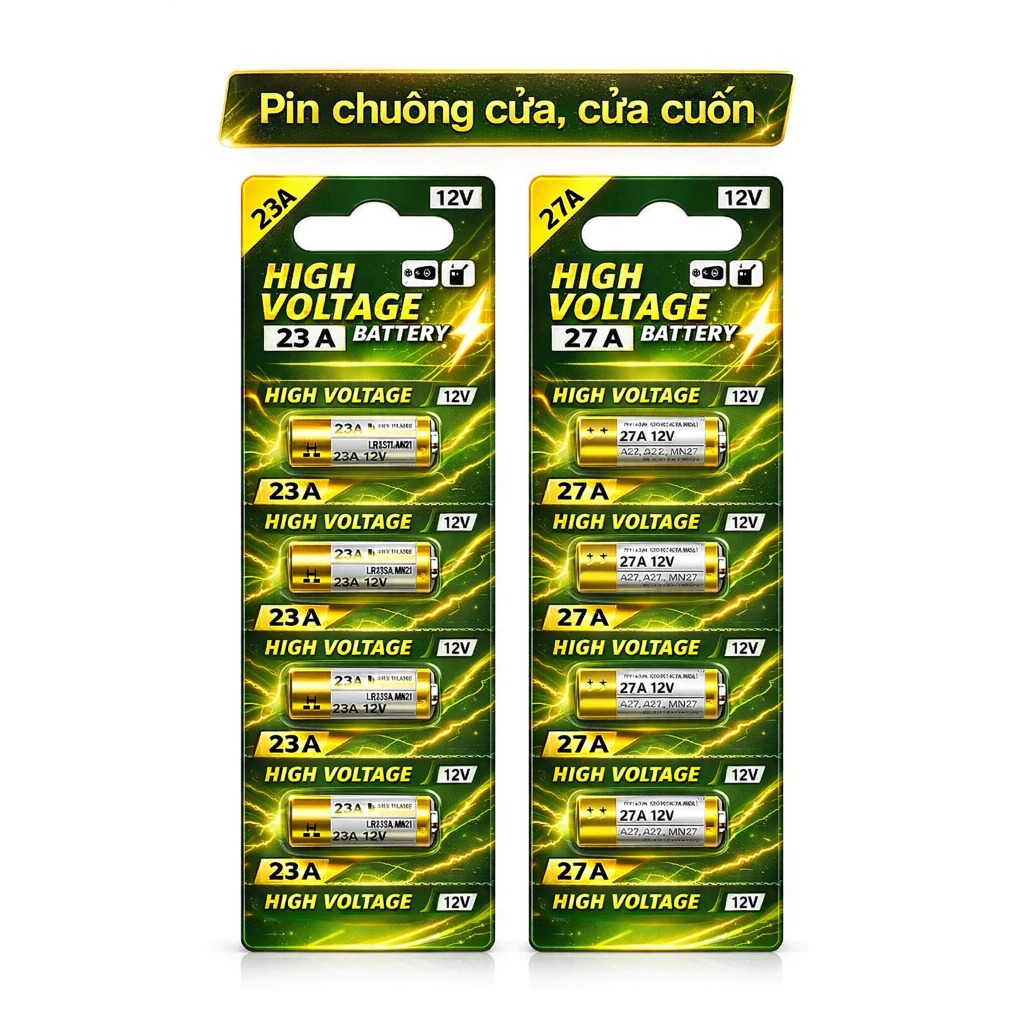 Vỉ 5 pin 12V 23A ALKALINE cho các loại điều khiển từ xa cửa cuốn chuông cửa…