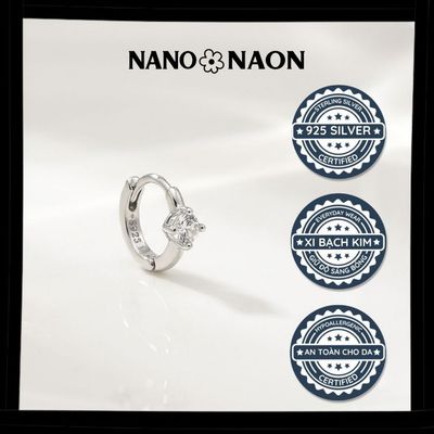 [Nano&Naon] Khuyên tai tròn Bạc 925 Hàn Quốc đường kính 7mm - Nano&Naon