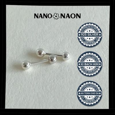 [Nano&Naon] Khuyên tai Bạc 925 Hàn Quốc bi 3mm Hàn Quốc - Nano&Naon