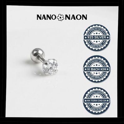 [Nano&Naon] Khuyên tai Bạc 925 Hàn Quốc nụ đá 3mm - Nano&Naon