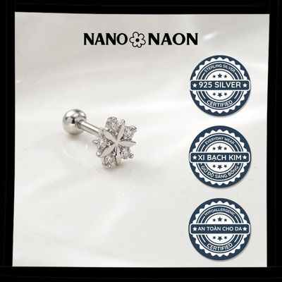 [Nano&Naon] Khuyên tai Bạc 925 Hàn Quốc thiết kế hoa tuyết Giáng Sinh - Nano&Naon