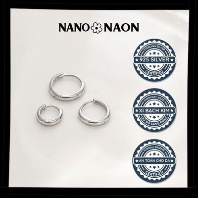 [Nano&Naon] Khuyên tai tròn Bạc 925 Hàn Quốc - Nano&Naon