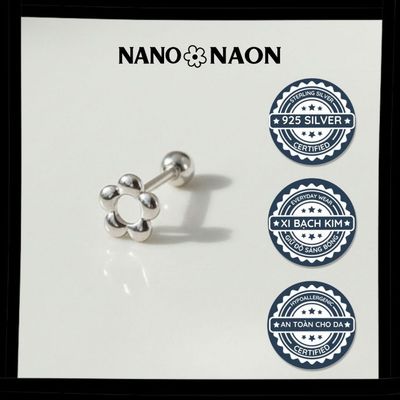 [Nano&Naon] Khuyên tai Bạc 925 Hàn Quốc hoa trứng rỗng - Nano&Naon