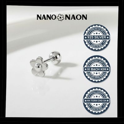 [Nano&Naon] Khuyên tai Bạc 925 Hàn Quốc hoa trứng - Nano&Naon