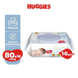 Thùng 16 gói Khăn ướt Huggies Golden Wet gói 80 tờ/gói, tinh khiết