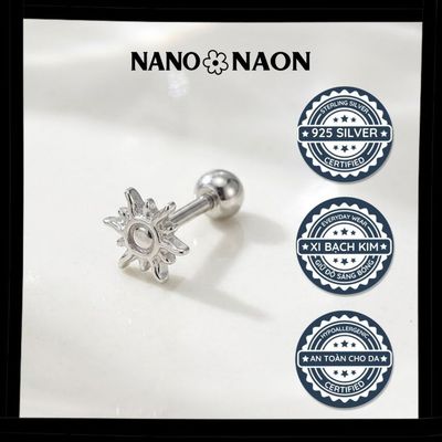 [Nano&Naon] Khuyên tai Bạc 925 Hàn Quốc thiết kế mặt trời tinh tế, thanh lịch - Nano&Naon