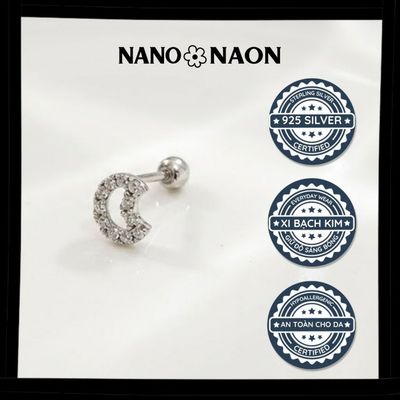 [Nano&Naon] Khuyên tai Bạc 925 Hàn Quốc đính đá lấp lánh - Nano&Naon