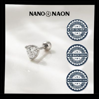 [Nano&Naon] Khuyên tai Bạc 925 Hàn Quốc nụ đá Swarovski 4mm - Nano&Naon