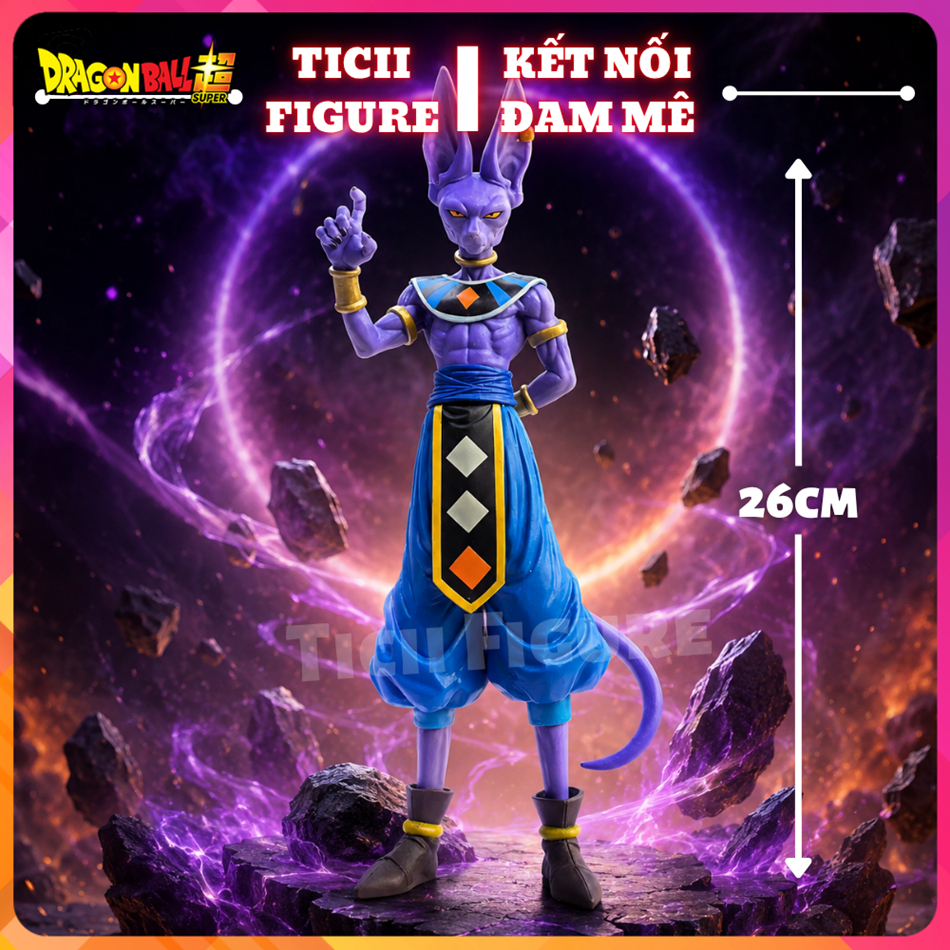 (Có sẵn) Mô hình Thần Huỷ Diệt Beerus YFX 25cm fullbox siêu nét - Figure Dragon Ball Super