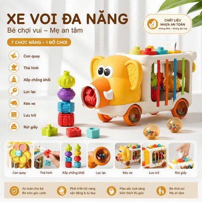 Đồ Chơi Xe Voi Đa Chức Năng Giúp Bé Phát Triển Tư Duy