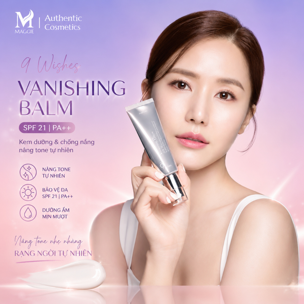 Kem dưỡng trắng nâng tone da 9WISHES Vanishing Balm Premium SPF21 50ml