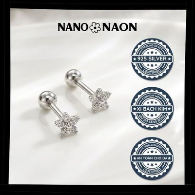 [Nano&Naon] Bông tai Bạc 925 Hàn Quốc thiết kế hoa nhí đính đá siêu xinh - Nano&Naon