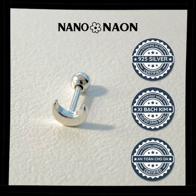 [Nano&Naon] Khuyên tai Bạc 925 Hàn Quốc thiết kế mặt trăng đơn giản - Nano&Naon