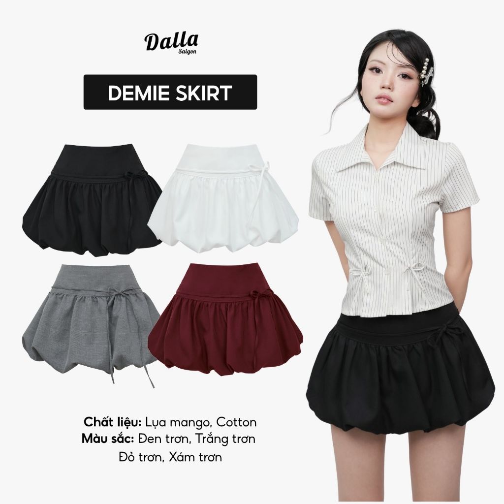DALLA Chân váy bí phối nơ (CV19) HOT