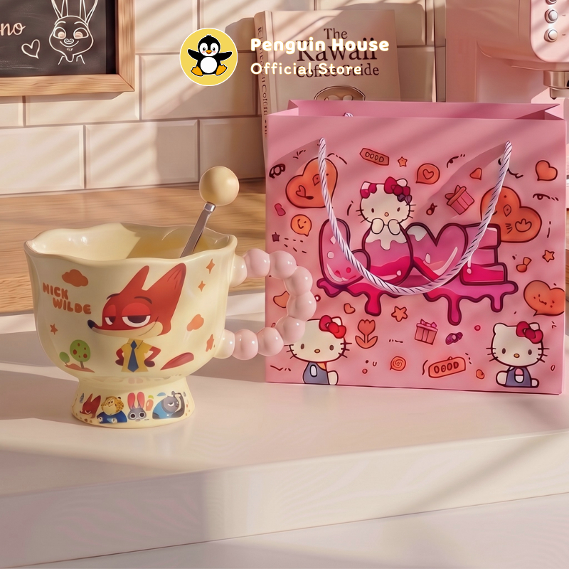 [Penguin] Cốc sứ uống nước Zootopya 400ml cốc sứ cute ly sứ dễ thương quà tặng người yêu