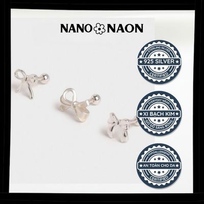 [Nano&Naon] Khuyên tai Bạc 925 Hàn Quốc thiết kế nơ hottrend - Nano&Naon