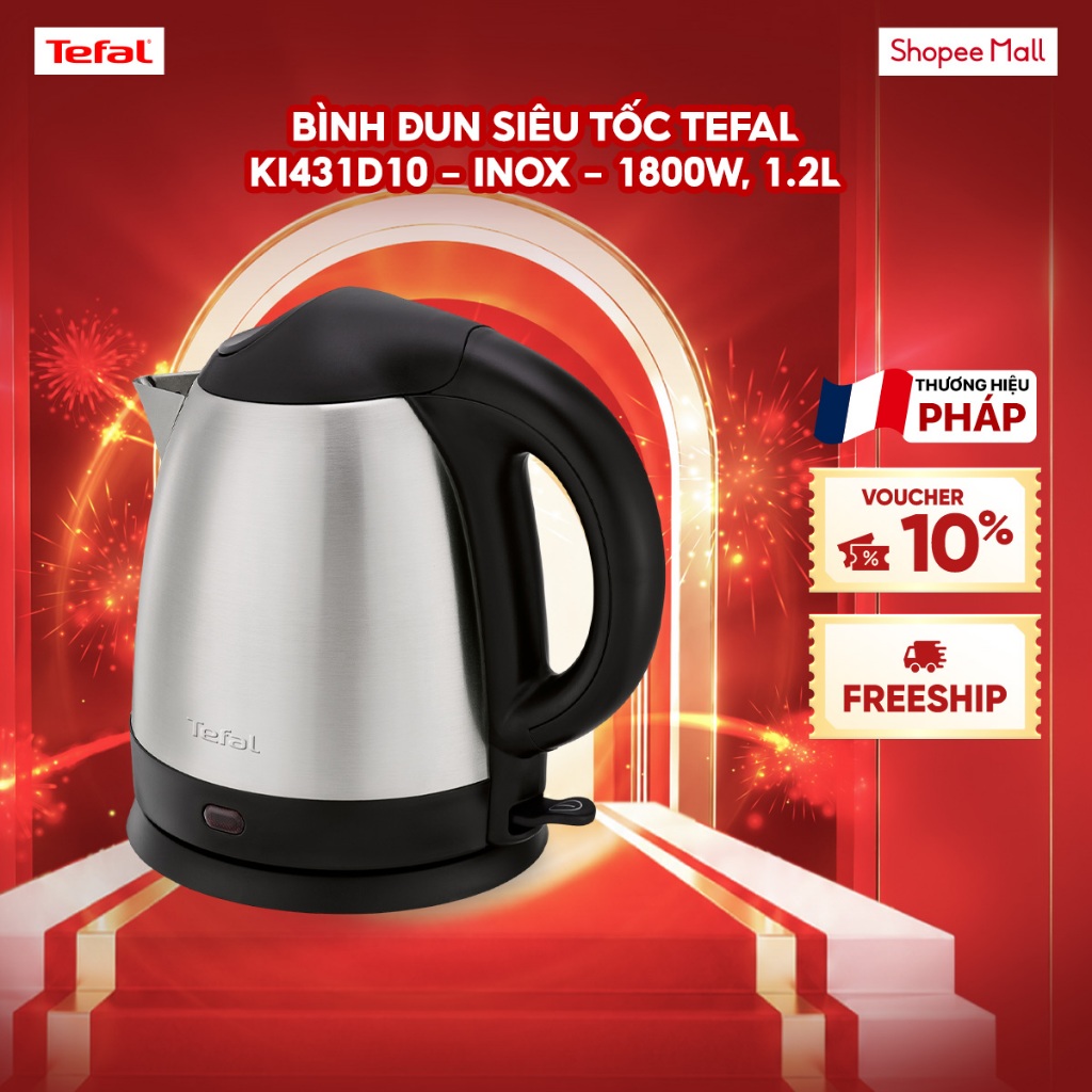 Bình đun siêu tốc Tefal KI431D10 - inox - 1800W, 1.2L