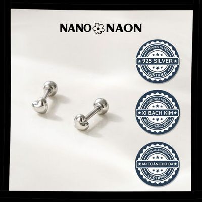 [Nano&Naon] Khuyên tai Bạc 925 Hàn Quốc thiết kế tim siêu nhí - Nano&Naon