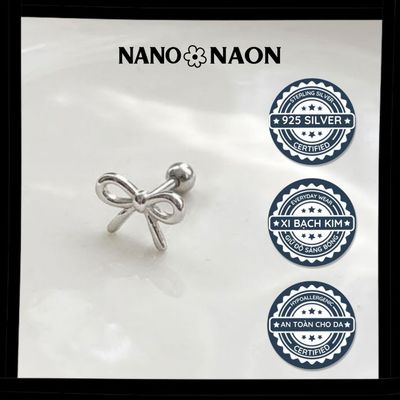 [Nano&Naon] Khuyên tai Bạc 925 Hàn Quốc nơ xinh - Nano&Naon