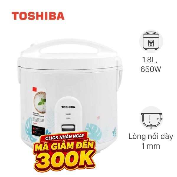 [SALE] Nồi cơm nắp gài Toshiba 1.8 lít RC-18JH2PV(B) chính hãng mới 100% Bảo hành 12 tháng