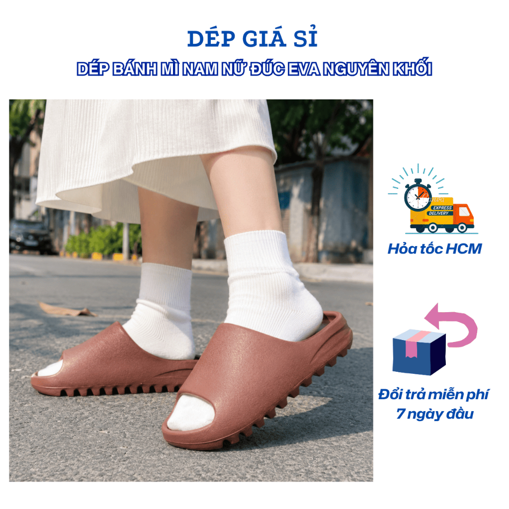 Dép đúc Yeezy Slide bánh mỳ Nam Nữ YZ SLIDE dép Quai Ngang Nữ Nam dép yeezy bánh mì đế cao 5 phân vâ