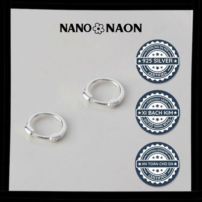 [Nano&Naon] Khuyên tai tròn Bạc 925 Hàn Quốc đường kính 5mm - Nano&Naon