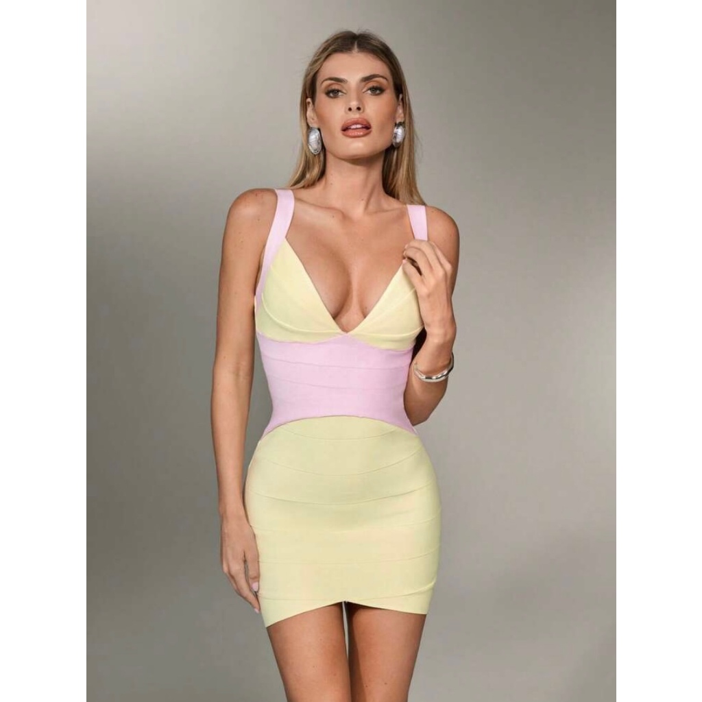 𝐍𝐚𝐨𝐦𝐢 𝐃𝐫𝐞𝐬𝐬 | Đầm Body Băng Quấn Hai Dây Phối Màu