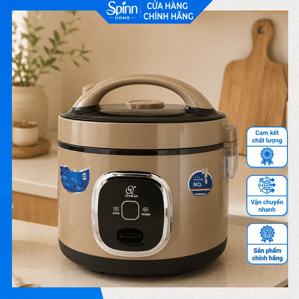 Nồi cơm điện mini orkin 1l2 và 1l8 chính hãng, nồi cơm điện nắp gài chống dính giữ ấm cho gia đình