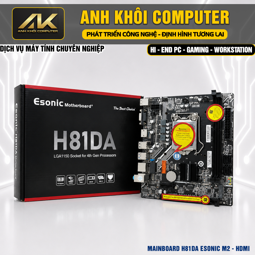 Mainboard Esonic H81DA DDR3 Socket 1150 Hỗ Trợ Intel Core i3 i5 i7 Gen 4