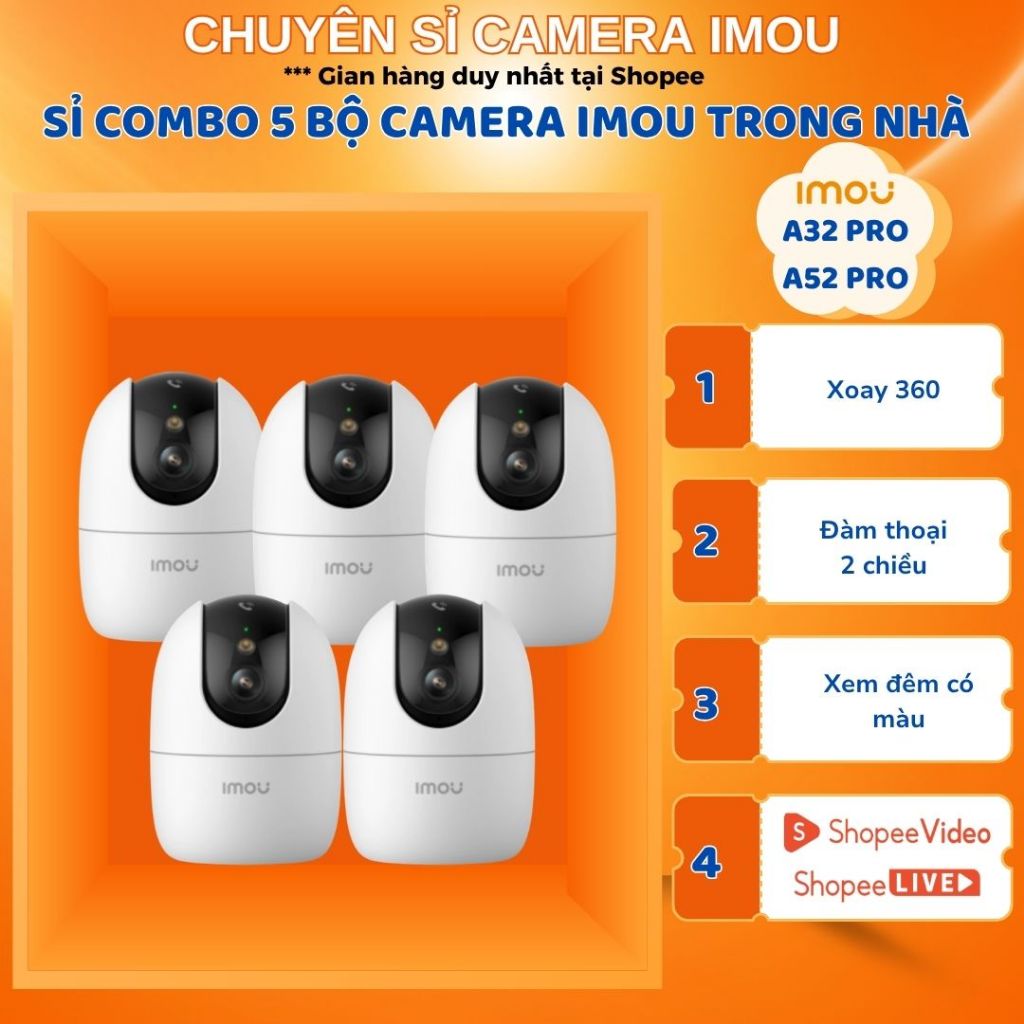 Sỉ 5-10 Bộ Camera IMOU Wifi Trong Nhà Ranger 2 Pro A32/A52 PRO 3MP/5MP, Xem Đêm Có Màu, Tích Hợp AI,