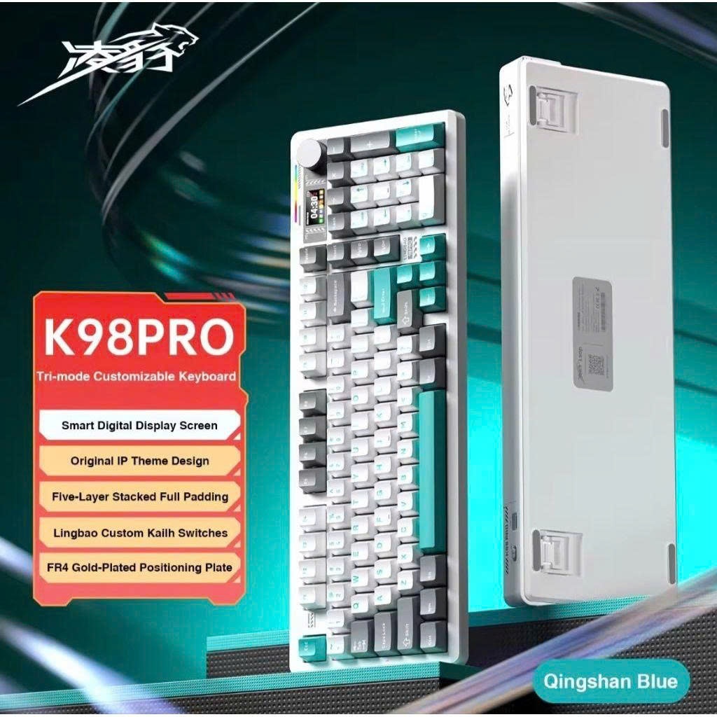 Bàn phím cơ không dây LINGBAO K98 - Mạch xuôi - LED RGB 3 chế độ kết nối pin 5000mAh- 10000mAh