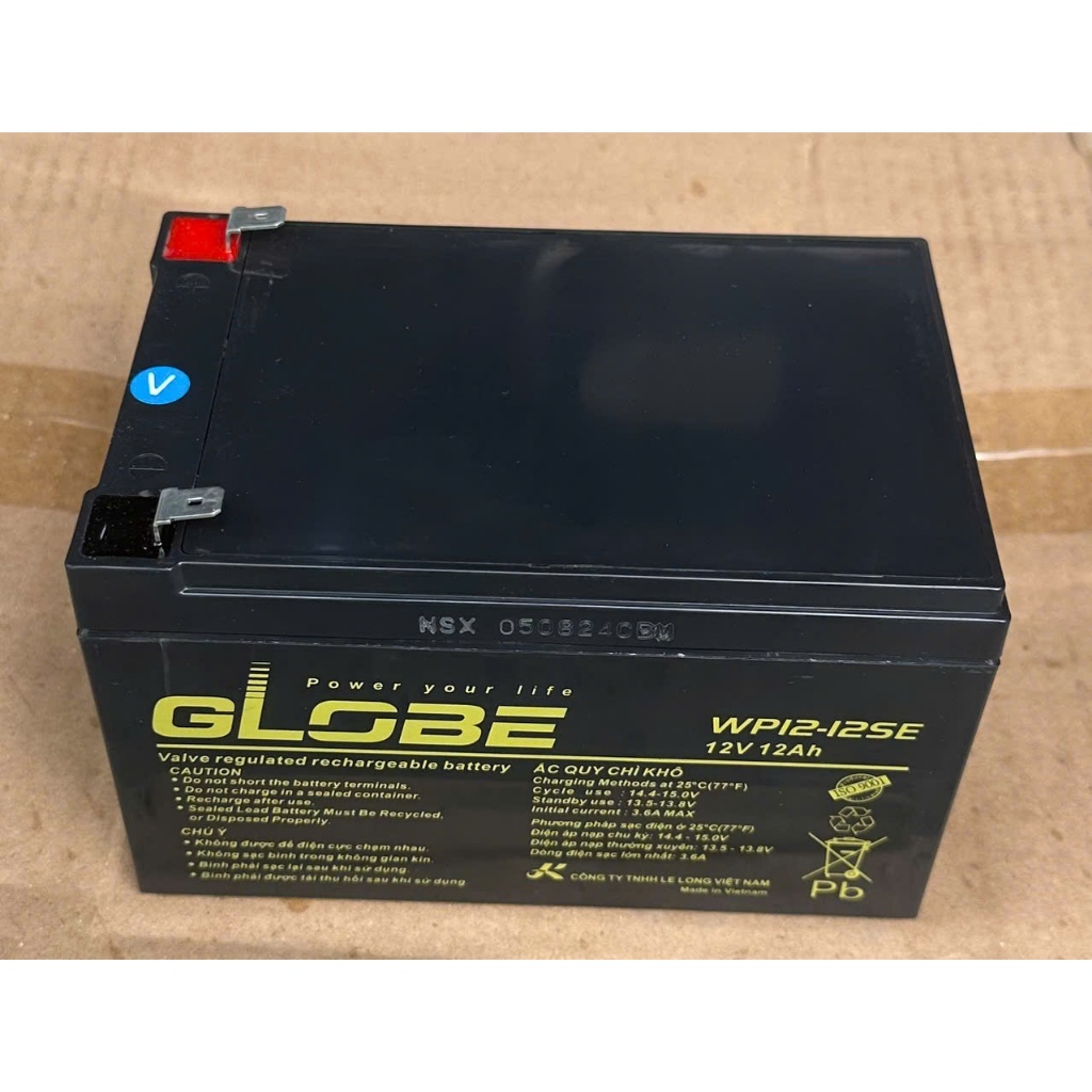 Ắc Quy GLOBE 12V 12Ah WP12-12SE dùng cho Loa kéo- UPS- lưu điện chính hãng