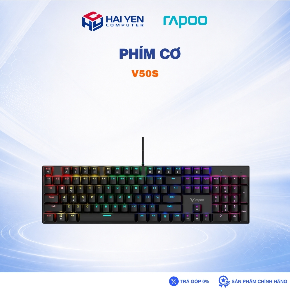 Bàn Phím Cơ Rapoo GK500 Màu Đen USB Gaming LED RGB Full Size 104 Phím BH 24 Tháng
