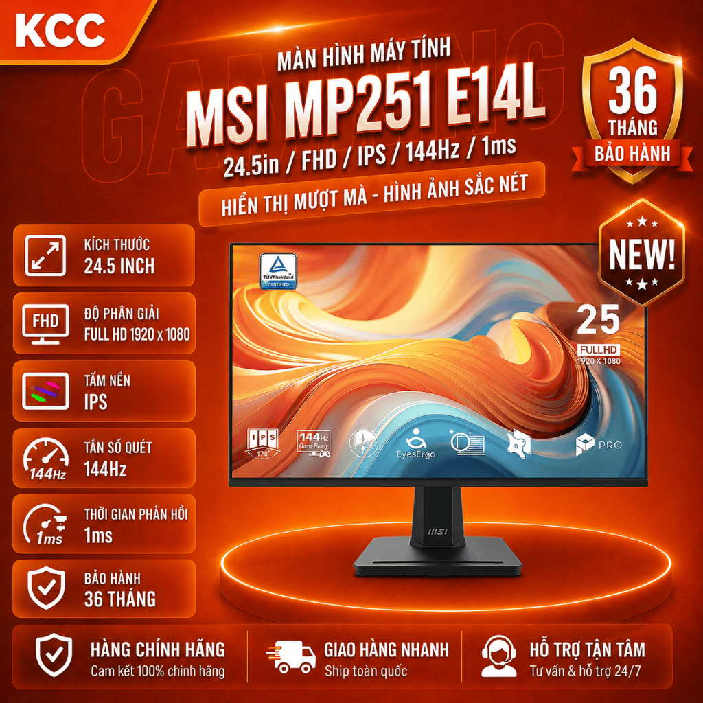 Màn hình máy tính MSI PRO MP251L E2 (24.5in / IPS / FHD / 120Hz / 1ms)