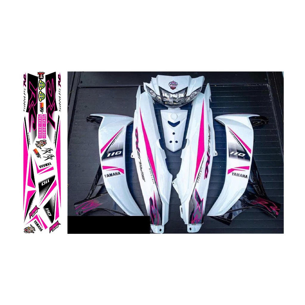 tem rời decal dán xe sirius rc 110 màu trắng hồng đen