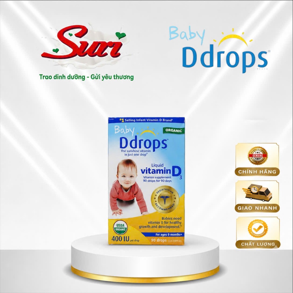 [Shop Suri] Baby Ddrops Vitamin D3 Nhỏ Giọt Hỗ Trợ Bổ Sung Vitamin D3