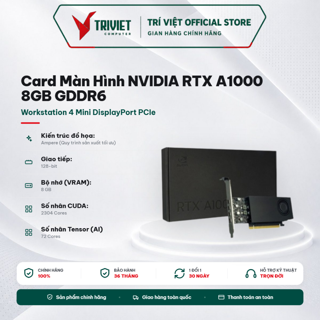 Card Màn Hình NVIDIA RTX A1000 8GB GDDR6 Workstation 4 Mini DisplayPort PCIe