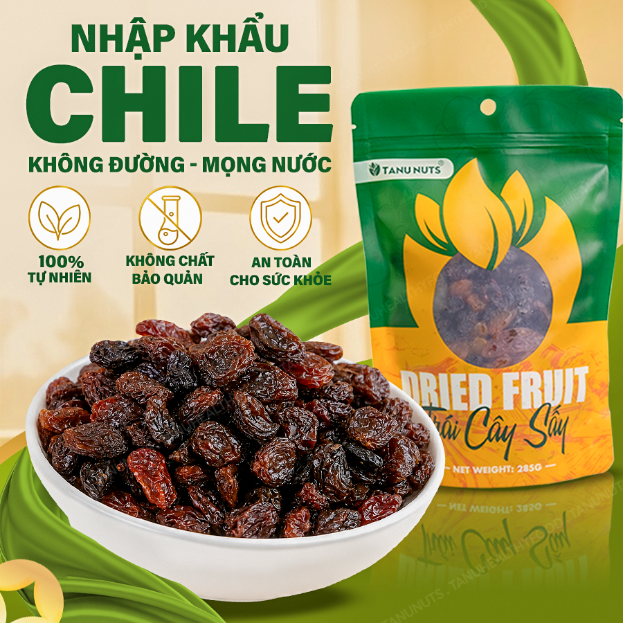 Nho khô TANU NUTS, nho Chile không đường sấy chua ngọt