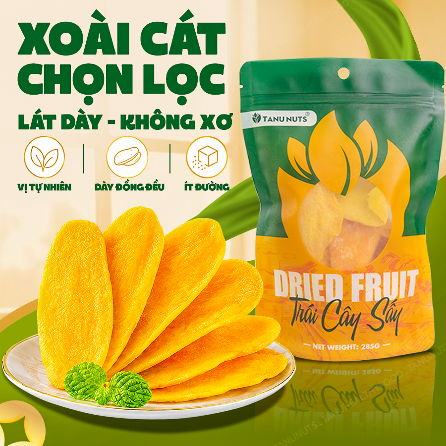 Xoài sấy dẻo TANU NUTS, trái cây sấy tốt cho người ăn kiêng, bà bầu.