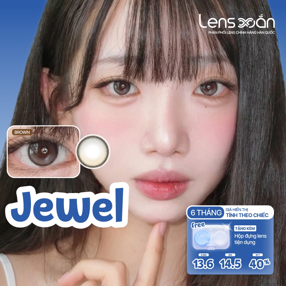 Kính áp tròng cận 6 tháng LENS XOẮN lens nâu giãn tròng nhẹ tự nhiên highlight có viền B.S.COR JEWEL